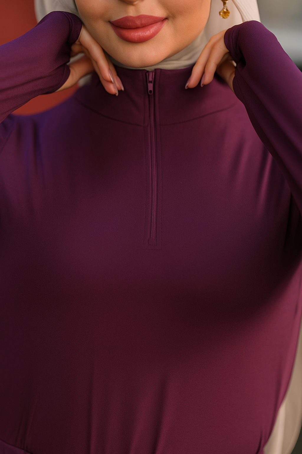 HIGH NECK ZIPPER LONG SLEEVE