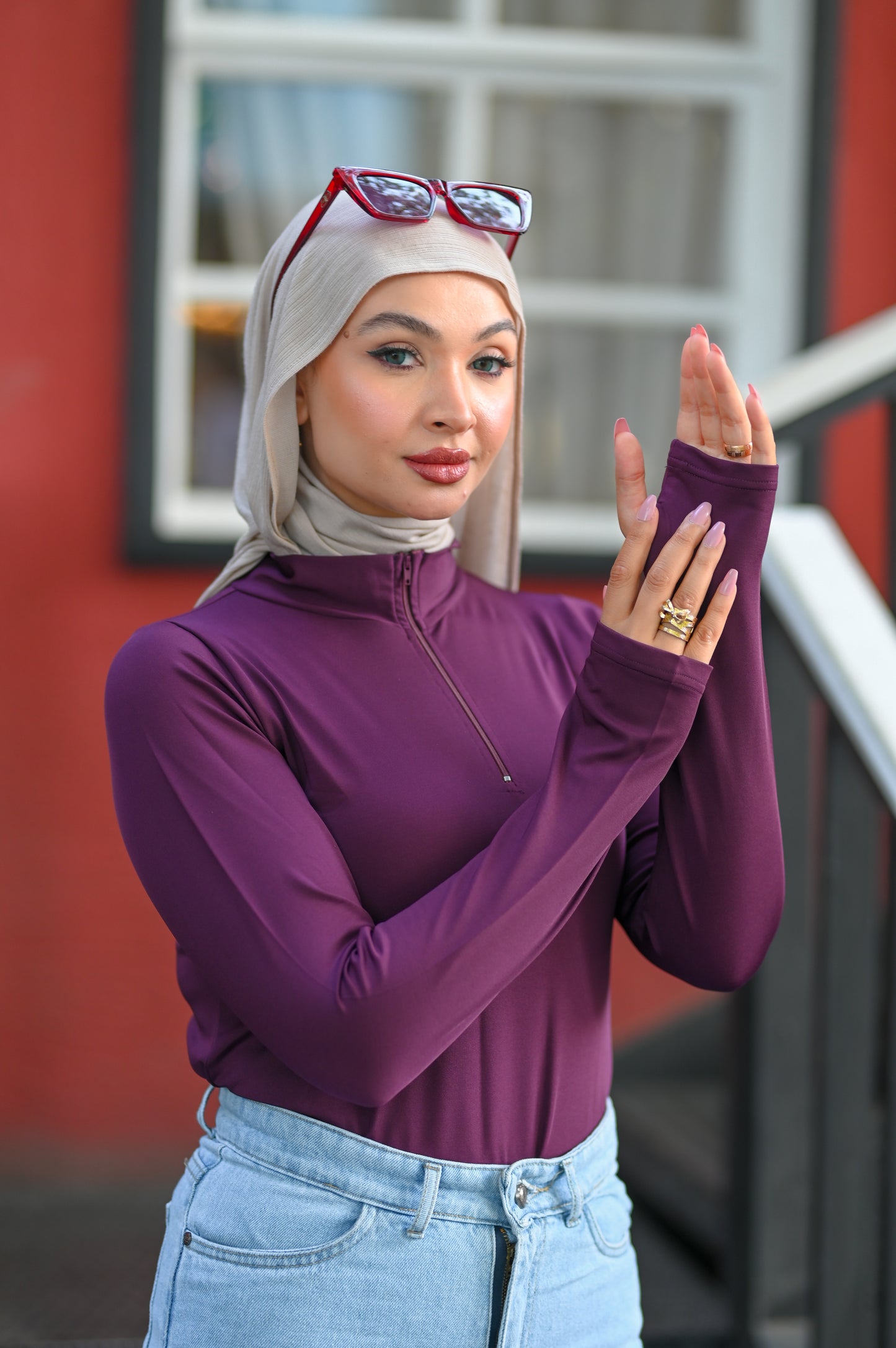 HIGH NECK ZIPPER LONG SLEEVE