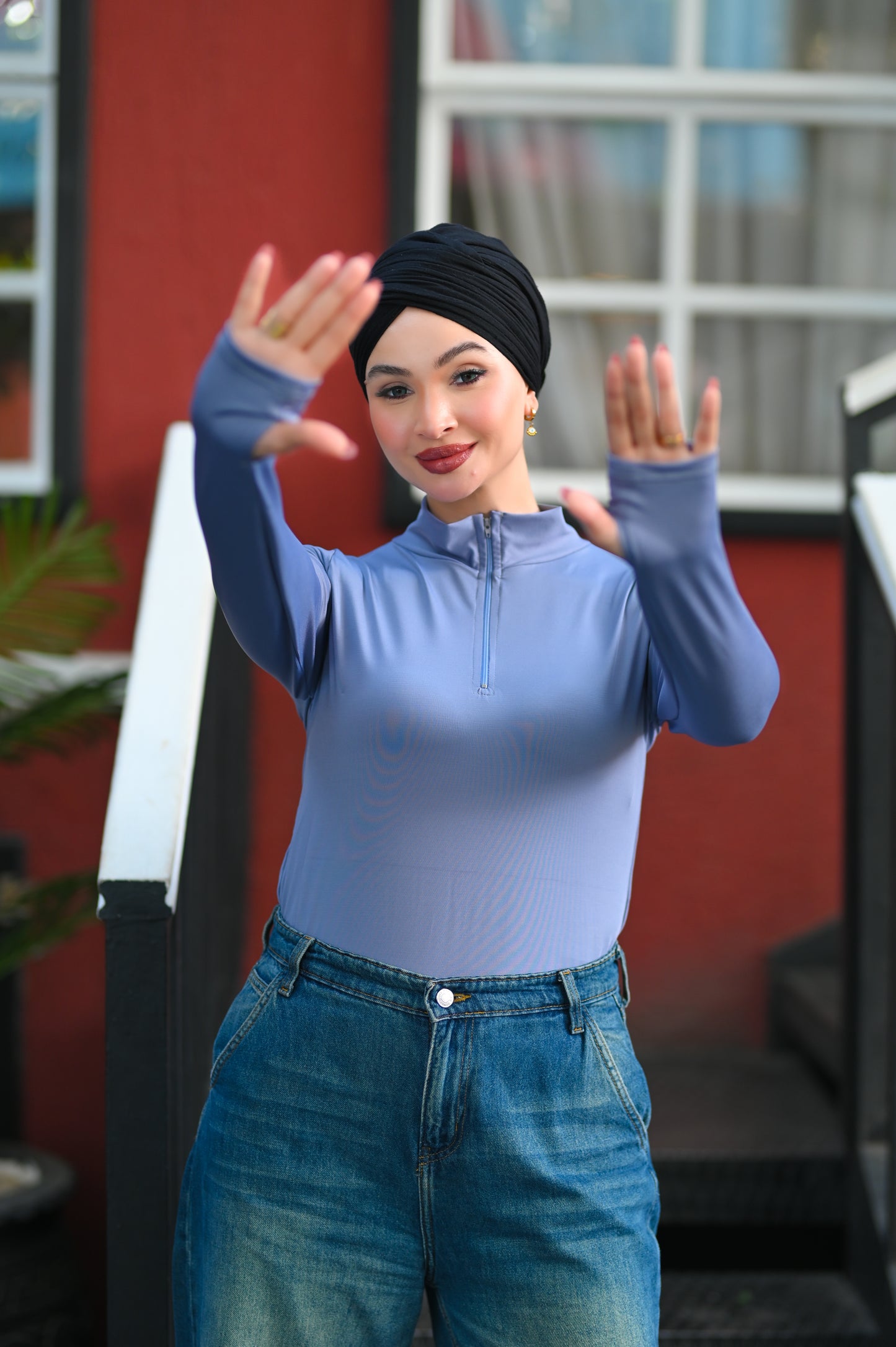 HIGH NECK ZIPPER LONG SLEEVE