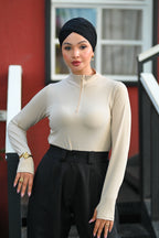 HIGH NECK ZIPPER LONG SLEEVE